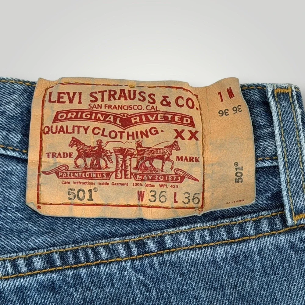 Levi's 501 Jeans Mens 36x36 Blue Button Fly Straight Leg Denim‎ Haiti NWOT